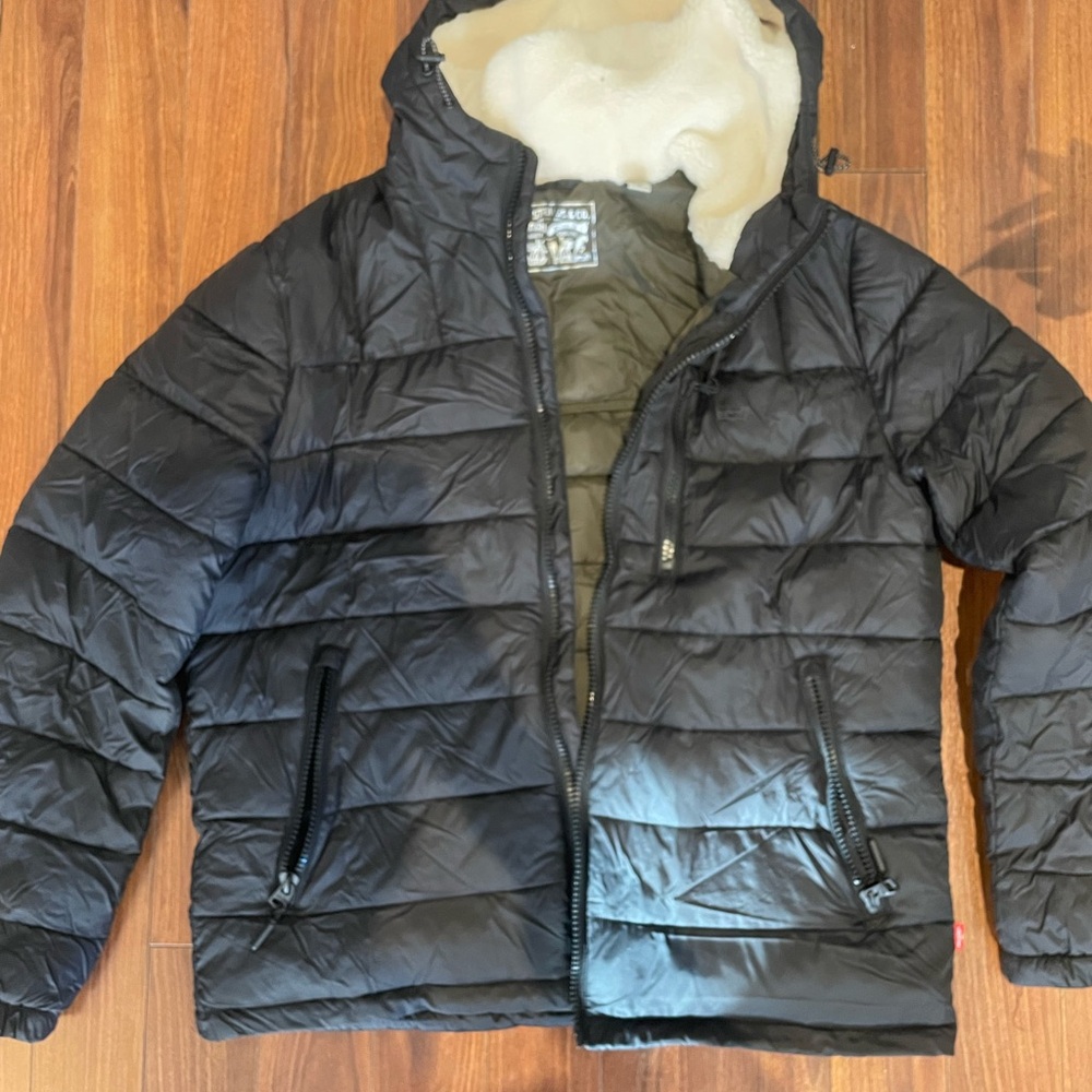 Levi's Black and Cream Puffer Jacket